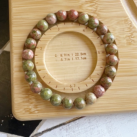 Unakite beaded bracelet/Grounding stone for Scorpio - Picture 2 of 8